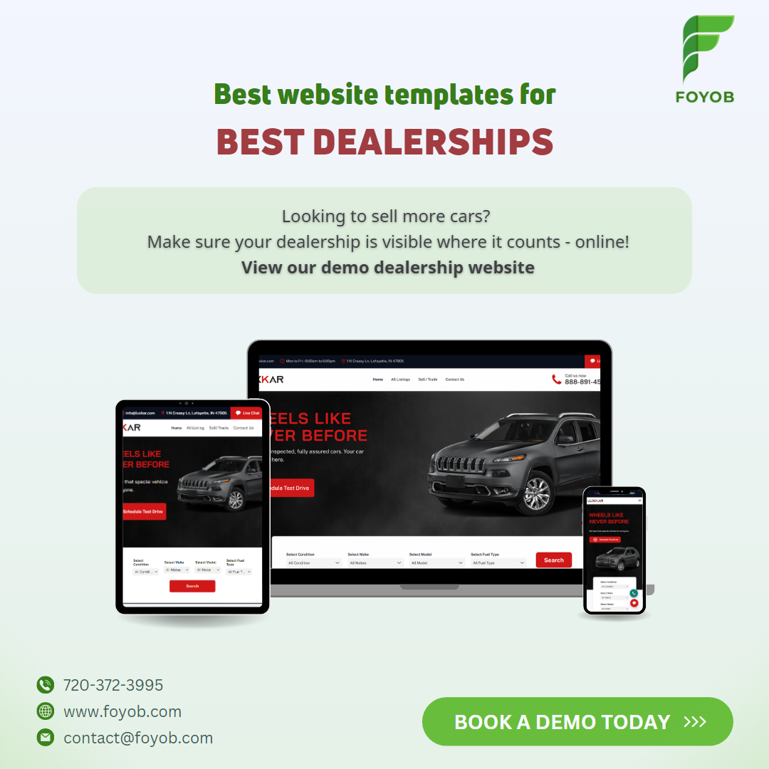 Visit Foyob’s customizable website template https://customerone.foyob.com